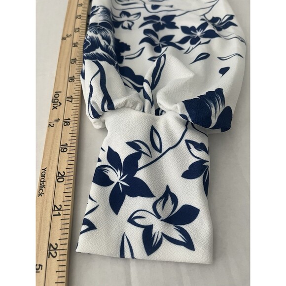 NWT boohoo Blue Floral Print Tie Waist Midi Dress Cocktail Party Wedding Event 8 - Picture 11 of 13